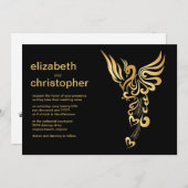 Faire-part de mariage levant de Golden Phoenix (Devant / Derrière)