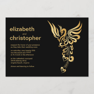 Faire-part de mariage levant de Golden Phoenix