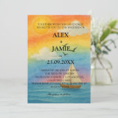 Faire-part de mariage LGBT Rainbow Ocean Sunset (Debout devant)