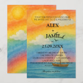 Faire-part de mariage LGBT Rainbow Ocean Sunset (Devant / Derrière)