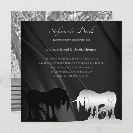 Faire-part de mariage licorne mystique (Devant / Derrière)