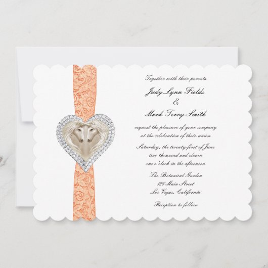 Faire-part de mariage Licorne Orange Lace (Devant)