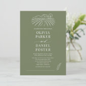 Faire-part de mariage Lignage Vert Olive du Vignob (Debout devant)