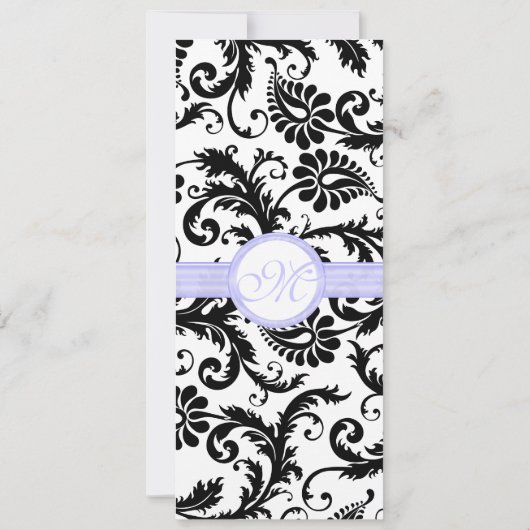 Faire-part de mariage Lilac Trim noir Damask (Dos)