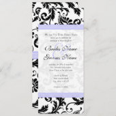 Faire-part de mariage Lilac Trim noir Damask (Devant / Derrière)