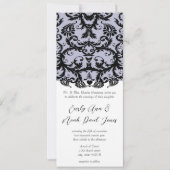 Faire-part de mariage Lilac Trim noir Damask (Devant)