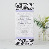 Faire-part de mariage Lilac Trim noir Damask (Debout devant)