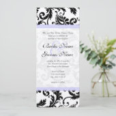 Faire-part de mariage Lilac Trim noir Damask (Debout devant)