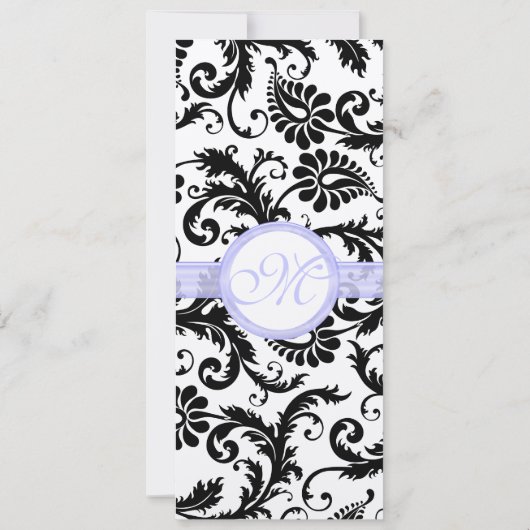 Faire-part de mariage Lilac Trim noir Damask (Dos)