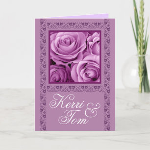 Faire-part de mariage LILAC VIOLET Roses et dentel