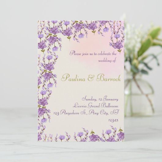 faire-part de mariage lilas (Debout devant)