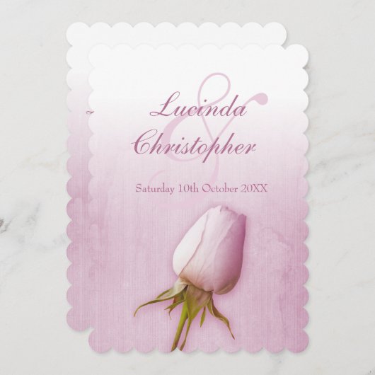 faire-part de mariage lilas de bourgeon à rose sim (Devant / Derrière)