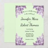 Faire-part de mariage Lilas et Sauge Clair (Devant / Derrière)