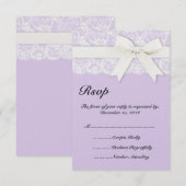 Faire-part de mariage lilas violet dentelle blanch (Devant / Derrière)