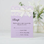 Faire-part de mariage lilas violet dentelle blanch (Debout devant)