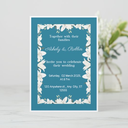 Faire-part de mariage Lily blanche (Debout devant)