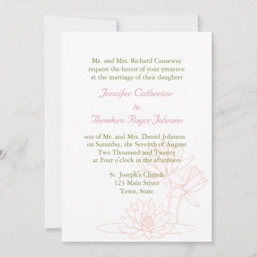 Faire-part de mariage Lily d'eau (Devant)