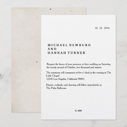 faire-part de mariage livre vintage (Devant / Derrière)