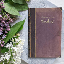 Faire-part de mariage livre vintage violet