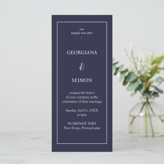 Faire-part de mariage longue minimaliste (Debout devant)