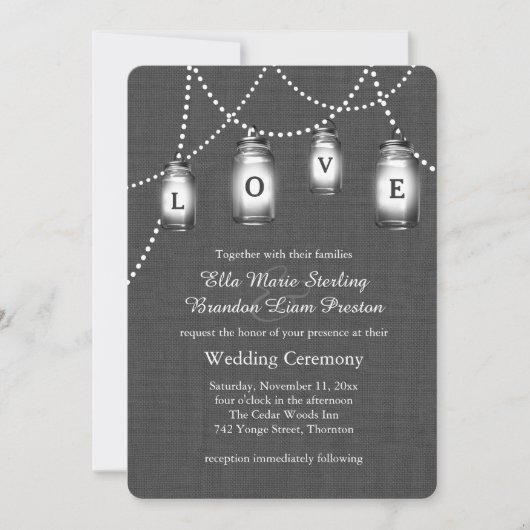 Faire-part de mariage Love Mason Jars (Devant)