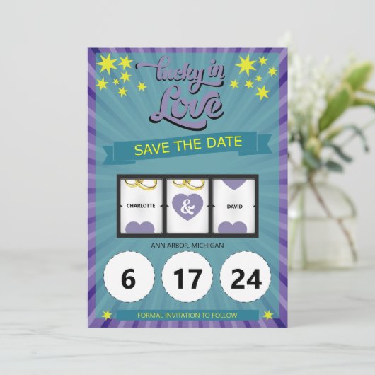 Faire-part de mariage Lucky in Love Save the Date (Debout devant)