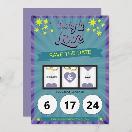 Faire-part de mariage Lucky in Love Save the Date (Devant / Derrière)