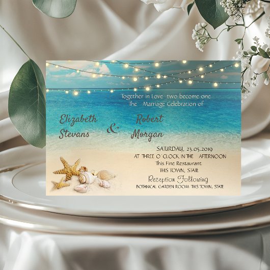 Faire-Part de Mariage Lumières Coquillages de Plag