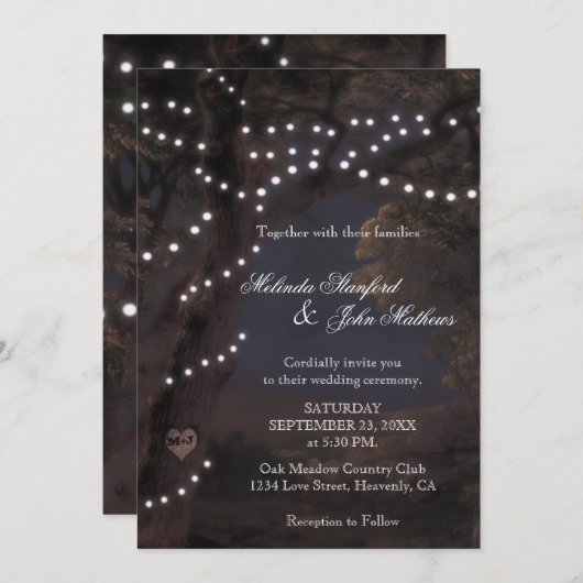 Faire-part de mariage | Lumières de chaînes (Devant / Derrière)