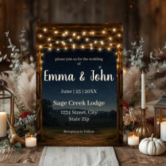 Faire-Part de Mariage Lumières de Guirlande de Gra