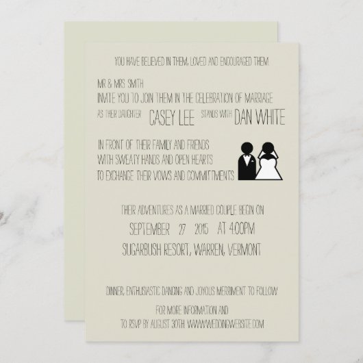 Faire-part de mariage lunatique (Devant / Derrière)