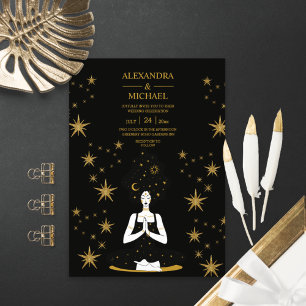 Faire-part de mariage Lune Céleste Or Noir Mystiqu