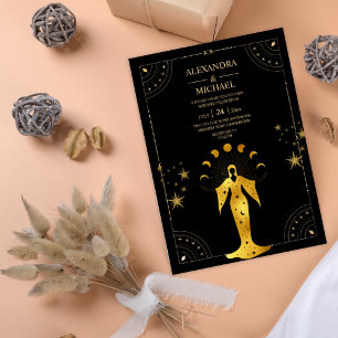 Faire-Part de Mariage Lune Céleste Or Noir Mystiqu