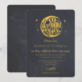 Faire-part de mariage Lune & Étoiles avec citation (Devant / Derrière)