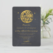 Faire-part de mariage Lune & Étoiles avec citation (Debout devant)