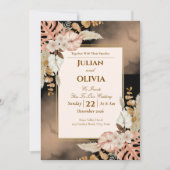 Faire-part de mariage Luxe Boho Noir et Marron (Devant)
