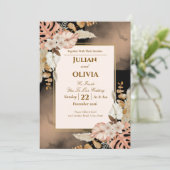 Faire-part de mariage Luxe Boho Noir et Marron (Debout devant)