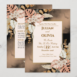 Faire-part de mariage Luxe Boho Noir et Marron