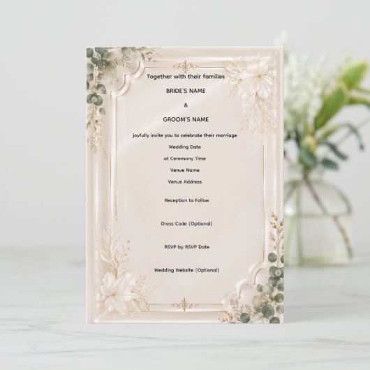 Faire-part de mariage luxe en acrylique clair cham (Debout devant)