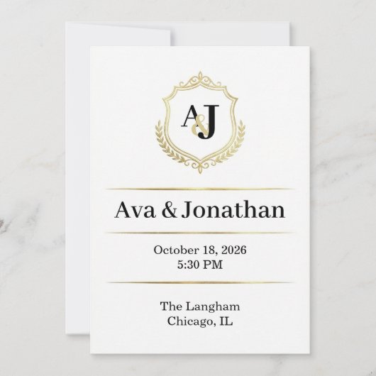 Faire-part de Mariage Luxe Impérial - Élégance Mon (Devant)