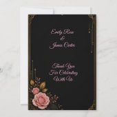 Faire-part de mariage Luxe Noir Or & Rose Blush (Dos)