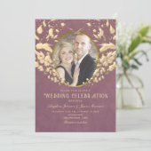 Faire-part de mariage luxe or et violet (Debout devant)