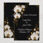 Faire-part de mariage Luxe Orchidée noire, or et b (Devant / Derrière)