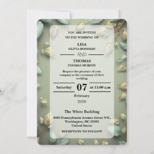 Faire-part de mariage Luxe Sage Gold Greenery