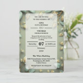 Faire-part de mariage Luxe Vert Sauge Or (Debout devant)