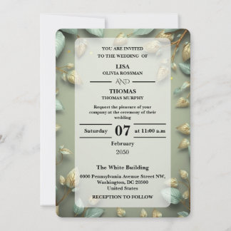Faire-part de mariage Luxe Vert Sauge Or