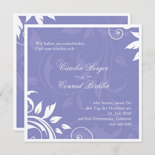 Faire-part de mariage luxueuse (Devant / Derrière)