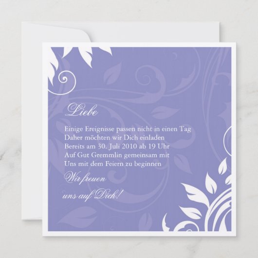 Faire-part de mariage luxueuse (Dos)