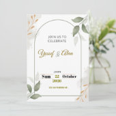 Faire-part de Mariage Luxueux | Accents Dorés | Mo (Debout devant)
