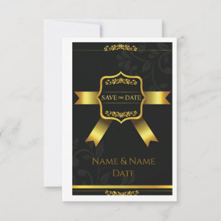 Faire-part de mariage luxueux en damas noir pour r